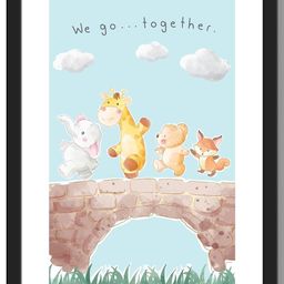TAGVE White And Multicoloured Happy Animal Walking Bridge Paintings-image-17