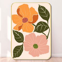 Livin'luxe Pink & Orange Colored Floral Printed Wall Art-picture-14
