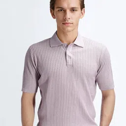 RARE RABBIT Men Self Design Polo Collar Cotton T-shirt-image-11