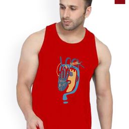 SLOWLORIS Pack Of 2 Printed Combed Cotton Gym Vests VSL26 CMB(CHS MAROON)(LOOK RED)-image-79
