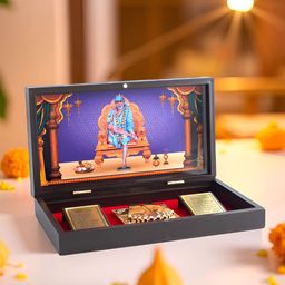 Golden Peacock 4-Pcs Brown 24 CT Gold Foil Sai Baba Pooja Box-image-44