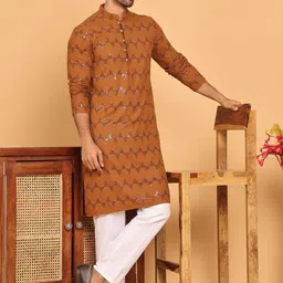 Jompers Men Embroidered Regular Sequinned Kurta with Pyjamas-picture-40