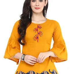 KALINI Women Conversational Embroidered Round Neck Cotton Top-picture-36