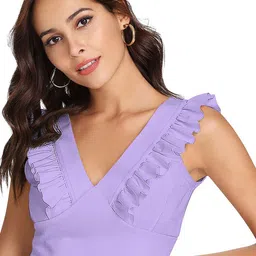S.K.C V-Neck Ruffles Fitted Crop Top-image-45