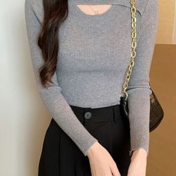 Outzidr Women Cut Out Knit Top-image-7