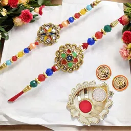 MEIRA JEWELLERY Set Of 2 Rakhi Greeting Card & Roli Chawal-image-64
