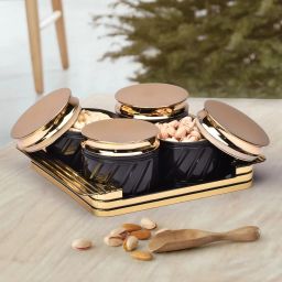 SELVEL Unbreakable & Air tight Dry Fruit Container Tray Set (4 Pieces, Black) Tray Serving Set-image-3