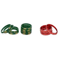 SOMIL Set Of 12 Glass Artificial Stones Bangles-picture-31