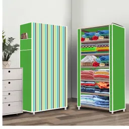 6 Shelf Foldable Collapsible Wardrobe Storage Organizer Almirah Cloth Rack PP Collapsible Wardrobe-2