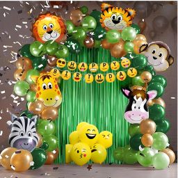 Kids Birthday Decorations Kit animal foil balloons Emoji balloons-picture-28
