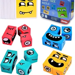 Puzzle Wooden Face Changing Magic Cubes 16 Cubes-64 Challenge Card Montessori-image-48