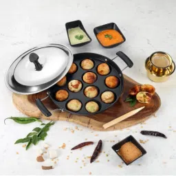 Non-Stick 12 Cavity Appam Patra with Lid – 23cm Aluminium with Lid 1 L capacity 23 cm diameter-picture-10