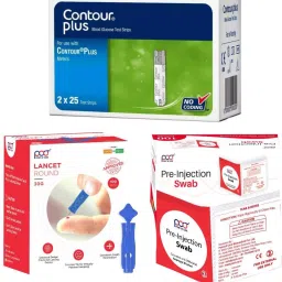 CONTOUR PLUS , Plus One and Elite Glucometer Strips + 100 Lancets + 100 Alcohol Swabs 100 Glucometer Strips-15