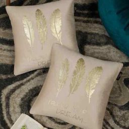 hosta homes Cream Velvet Abstract 16X16 Inches Cushion Covers (Pack of 2)-picture-38
