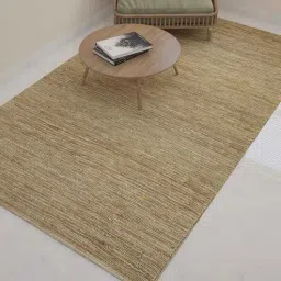 Beige Jute Solid 5 x 8 Feet Hand Woven Carpet by Jaipur Rugs-picture-16