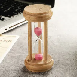 exim decor Wooden Round Pink Three Pillar 2 Minute Sand Timer Showpiece-picture-29