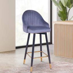 casacraft from pepperfry Blaze Velvet Bar Chair in Grey Colour-picture-42