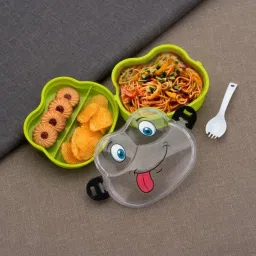 Froggy Style Double Layer Lunch Box with Spoon For Kids | Leak Proof 2 Containers Lunch Box-8