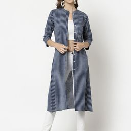 houseofcommon Women Longline 3/4th Sleeve Blue Shrug-picture-45