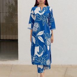 lookmark Women Cotton Blend Kurta Pant Set-picture-0