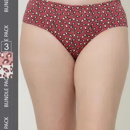 Floret Women Pack Of 3 Printed Cotton Hipster Briefs-image-6