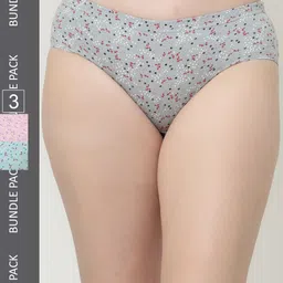 Floret Women Pack of 3 Assorted Printed Cotton Briefs-picture-13