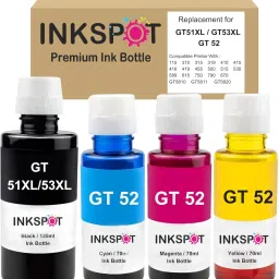 Inkspot GT51XL/53XL and GT 52 Refill Ink for HP Inktank + Smart Tank Printer Black + Tri Color Combo Pack Ink Bottle-9