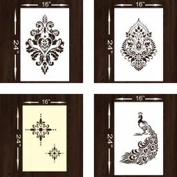 Wall Stencil (Size:- 16X24 Inch Theme- (2045) Pattern Suitable For Bedroom, Drawing Room & Office Decoration Modern Home Wall Arts Stencil-21