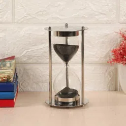 exim decor Silver Brass Black Sand Timer With Nickel Polish-picture-21