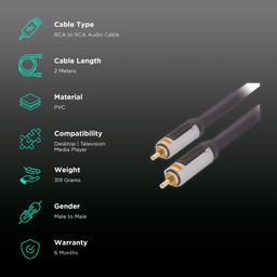 PROFIGOLD PROA4802 RCA to RCA 2 Meter Audio Cable (Colour Coded Plugs, Anthracite) image 2