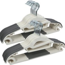 Plastic Clothes Hangers, Upgraded Rubber Stripe Non-Slip Plastic Coat Pack of 6 Hangers For Coat-7