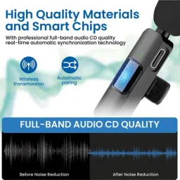 aure.co K8 Dual Wireless Mic (microphone) for Video & Youtuber ,Type-C & iphone Support Microphone image 3