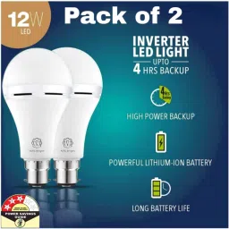 Inverter rechargeable 12wt pack of 2 up to 4 HRS battery backup 4 hrs Bulb Emergency Light-16
