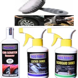 DASHBOARD SHINER GUN 250ml.+SCRATCH REMOVER 100gm.+ LEATHER SHINER GUN 250mL.+All Tyre Cleaning Brush Combo-image-50