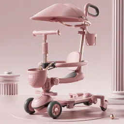 6-in-1 Ultimate Kids Scooter with Detachable Seat, Canopy , LED Wheels & Music-image-11
