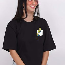KAIDO Women Minions Graphic Printed Round Neck Cotton Oversized T-shirt-image-64