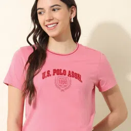U.S. Polo Assn. Women Women Printed Pure Cotton Applique T-shirt-picture-48