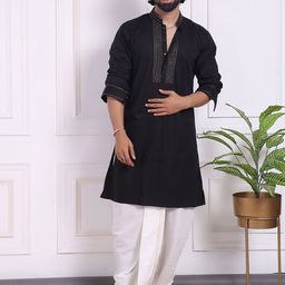 MIDAV Men Yoke Design Thread Work Summer Sheers Pathani Kurta-57
