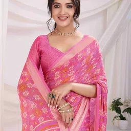 TASRIKA Pure Chiffon Ethnic Motifs Printed Block Printed Saree-0