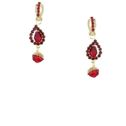 FirstBlush Gold-Plated Stones Studded and Beaded Contemporary Non Pierced Drop Earrings-11
