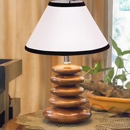 Devansh White Wood Traditional Abstract Shaped Table Lamp-picture-1