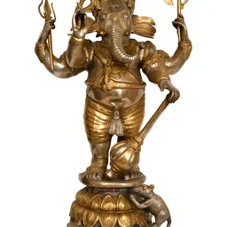 Exotic India Gold-Toned Yuddha-Ganpati Religious Idol Showpiece-picture-17