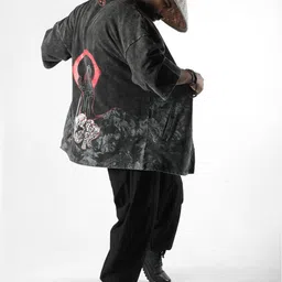 Xenpachi Berserk Anime Curse Printed French Terry Cotton Kimono Jacket image 2