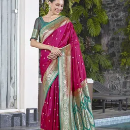 SAREETHNIC Woven Design Zari Pure Silk Banarasi Saree-27