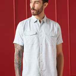 VALEN CLUB Men Checked Spread Collar Cotton Casual Shirt-picture-25