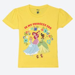 YK Disney Girls Princess Graphic Printed Round Neck Pure Cotton T-shirt-image-85