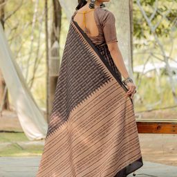KALINI Ethnic Motifs Silk Blend Block Print Saree image 3
