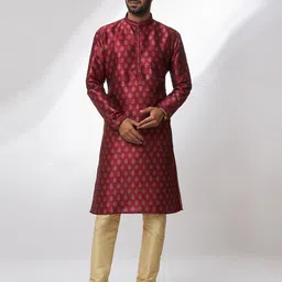 Samyukta Singhania Floral Printed Thread Work Mandarin Collar Straight Kurta with Churidar-11