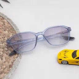 Ted Smith Unisex Grey Graded Rectangular Sunglasses With Polarised Lens-4