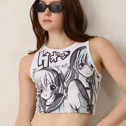 Outzidr Women Graphic Printed Cotton Tank Top-image-23